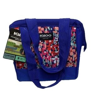 Igloo Cooler Bag Insulated 9 Can Collapsible Blue Floral NWT